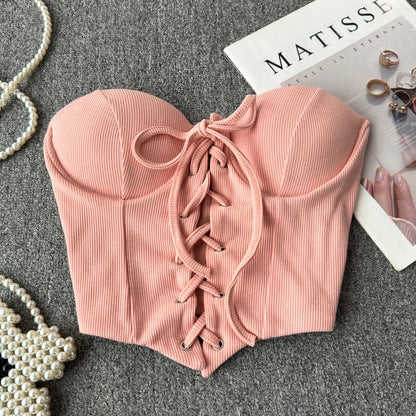Ribbon Lace-Up Corset Top