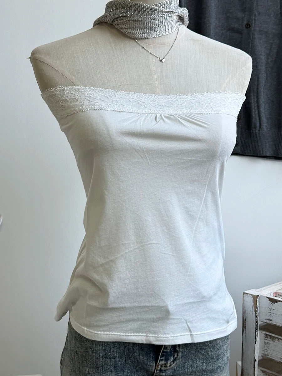 Sweet Lace Patchwork Slim Tank Top