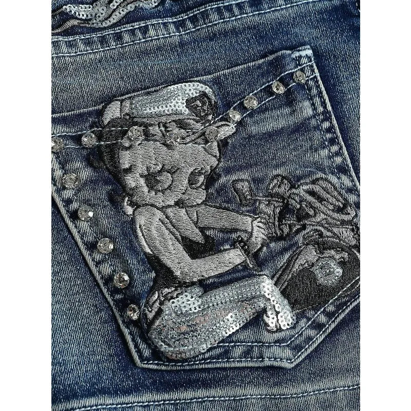 Embroidered Denim Shorts