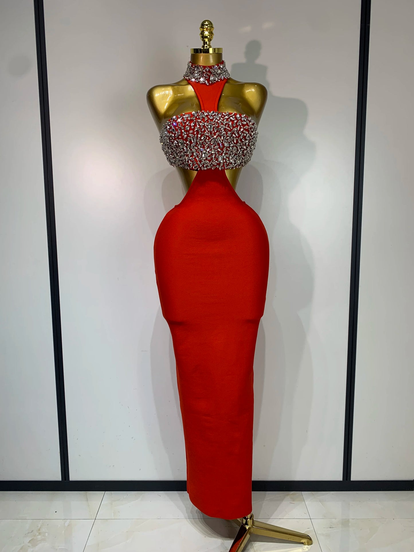 Backless Sparkly Crystal Diamonds Bodycon Bandage Dress