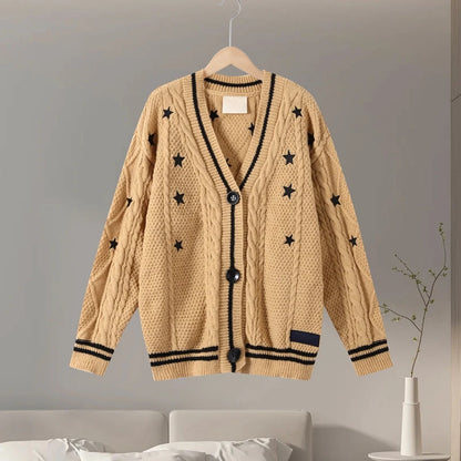 Star Print Knit Cardigan
