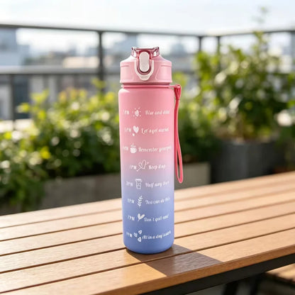 Frosted Gradient Water Bottle with Portable Straw and Handle