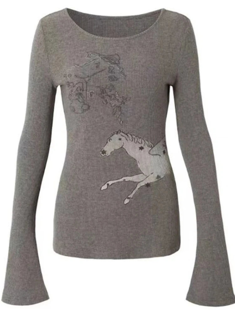 Print Dot Long Sleeve T Shirt