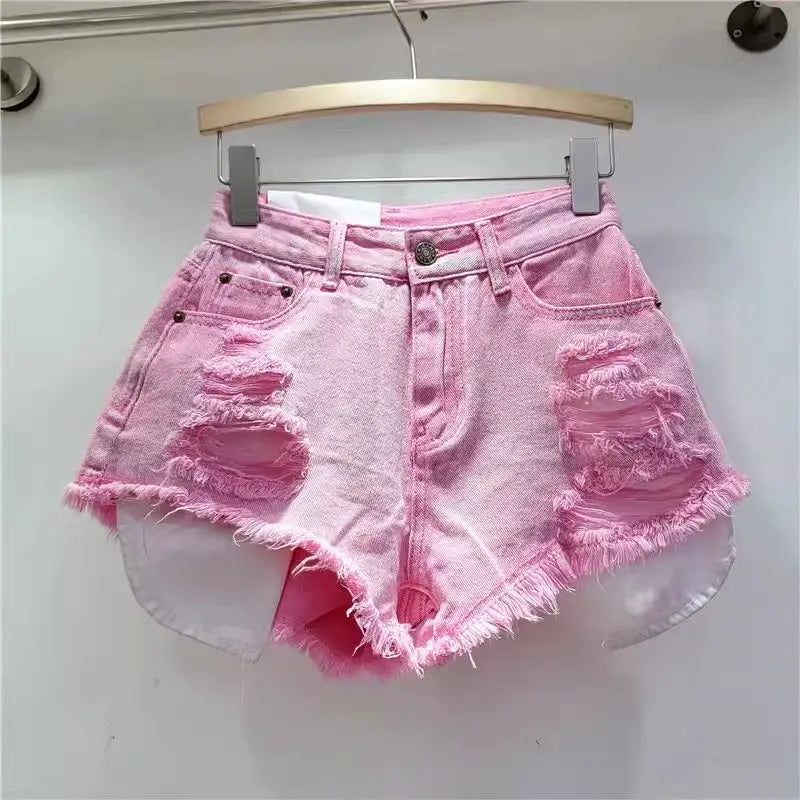 Washed Denim Shorts
