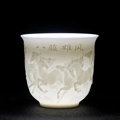 Yangzhi Jade Porcelain Heart Sutra Cup