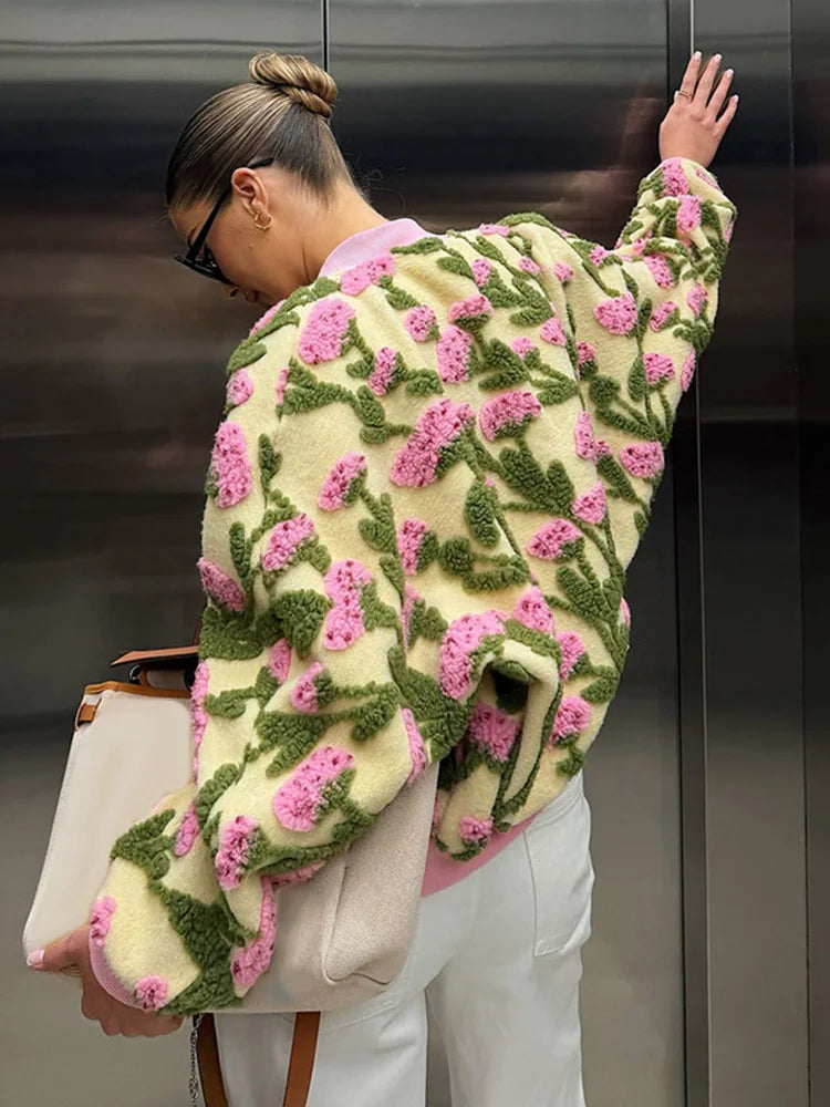 3D Floral Bomber Jacket