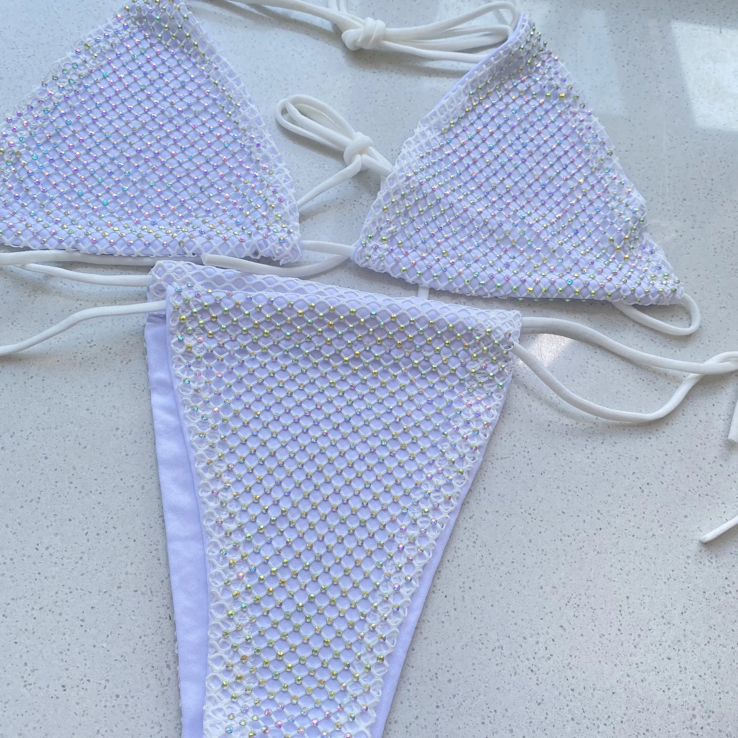 Bling Rhinestone Sliver Crystal Diamond Bikini