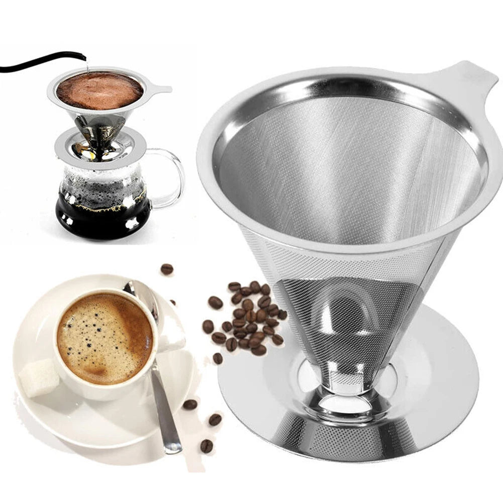 Reusable Coffee Filter Holder Double Layer Stainless Steel Coffee Tea Strainer