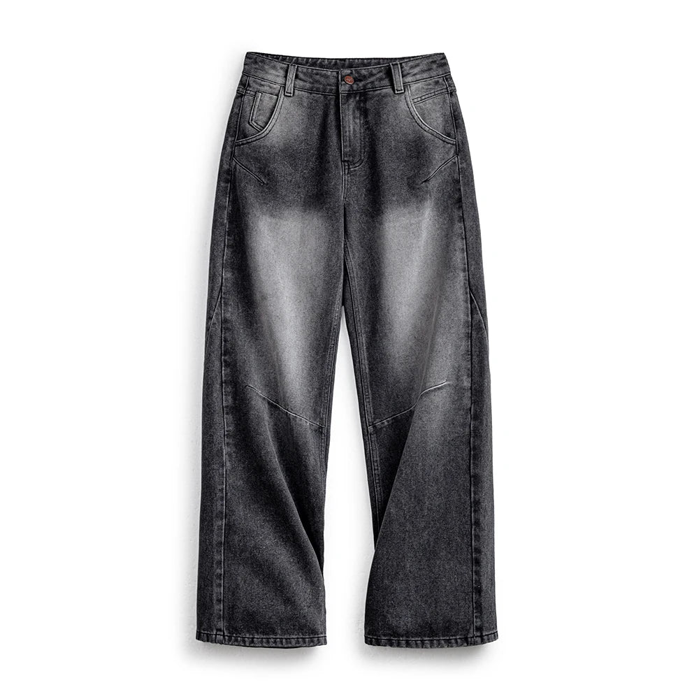 Maden Jeans Negros 3D-Cut para Mujer, de Tiro Medio, Pantalones Rectos, Temporada de Primavera y Otoño, Pantalones Casuales, Jeans de Moda Urbana