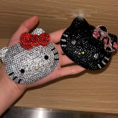 Shiny Sticking Diamond Makeup Cartoon Lovely Mini Mirrors And Comb