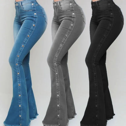 high waisted elastic jeans