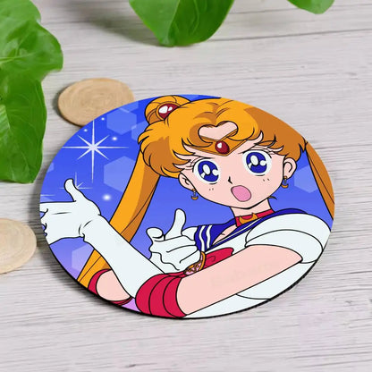 S-Sailor M-Moon Girl Anime Themed Wooden Coaster