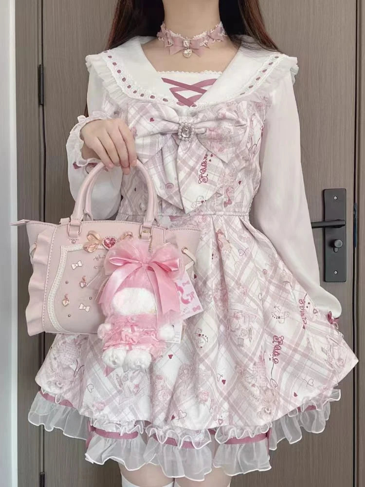 Top con lazo + Falda plisada de encaje