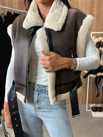 Leather Sherpa Vest