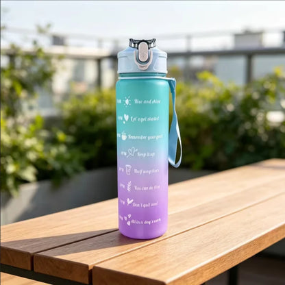 Frosted Gradient Water Bottle with Portable Straw and Handle