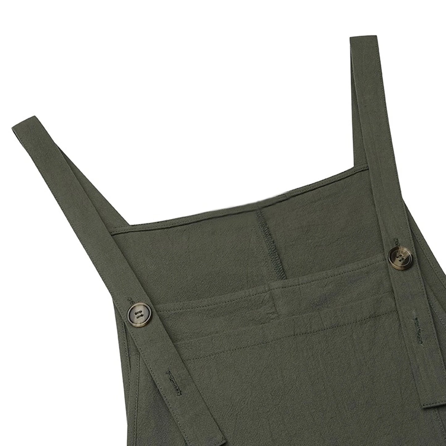 Sleeveless Square Collar Button Suspender Shorts