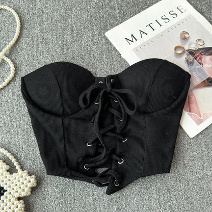 Ribbon Lace-Up Corset Top