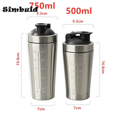 Stainless Steel Protein Powder Shaker Bottle with Steel Ball and Scale
