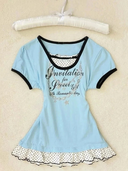 Lace O-neck Sweet Tee