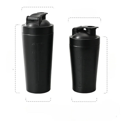 Stainless Steel Protein Powder Shaker Bottle with Steel Ball and Scale