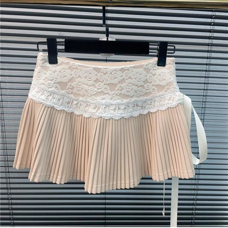 High Waist Bow Lace Up Skirt