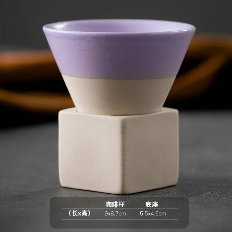 Retro Japanese Triangular Cone Shape Pottery Tea Coffee Cup