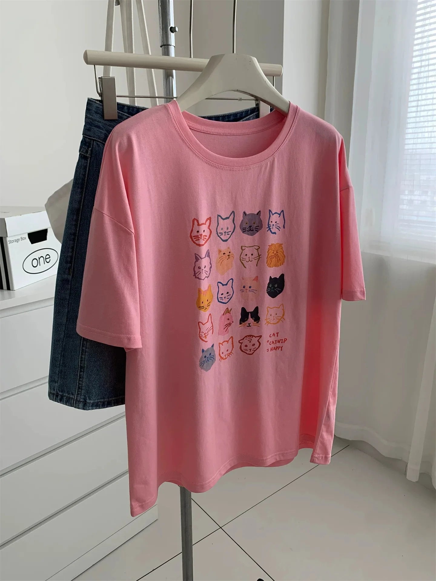 Camiseta holgada de manga corta con estampado floral