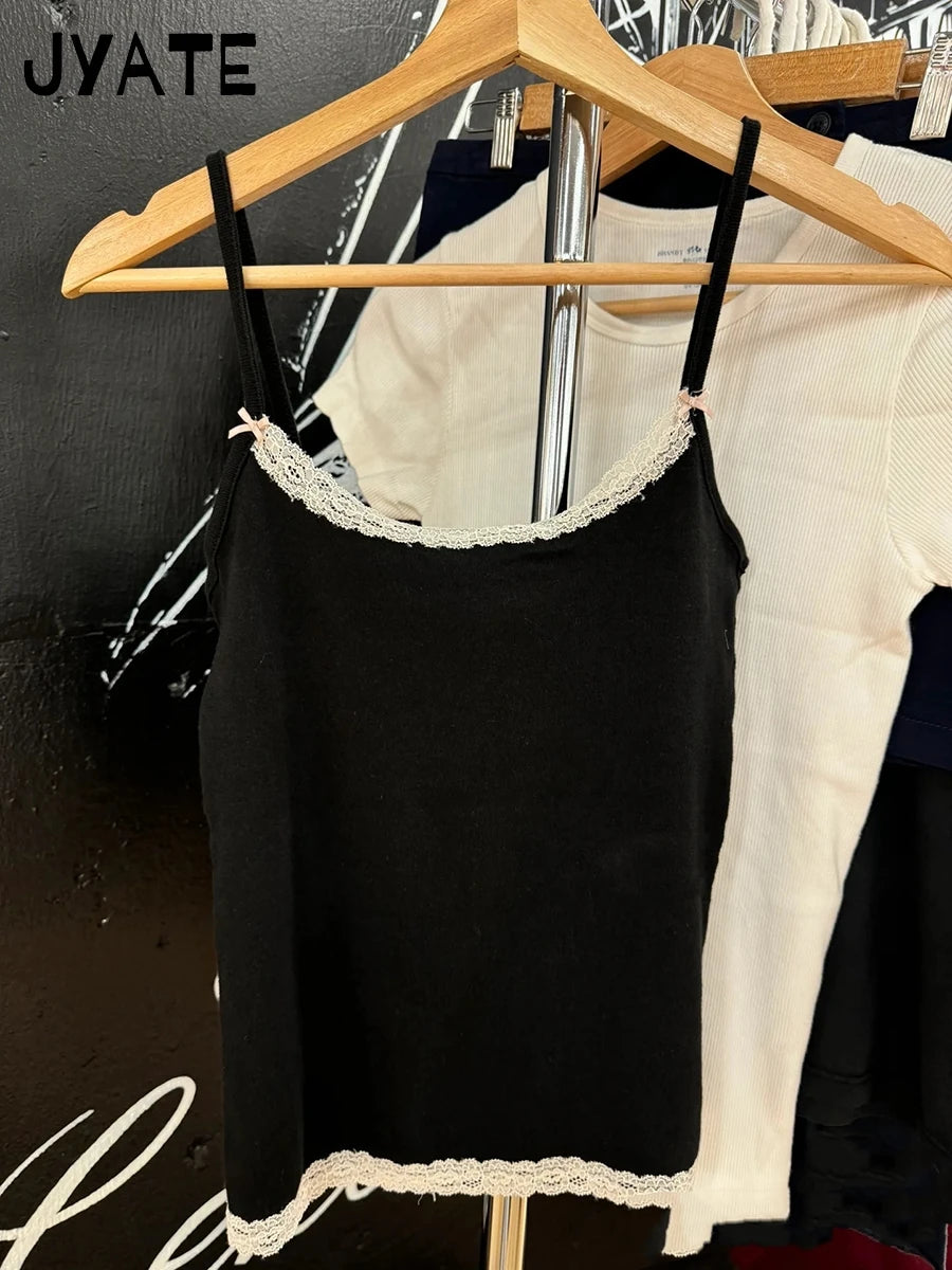 Sweet Lace Patchwork Slim Tank Top