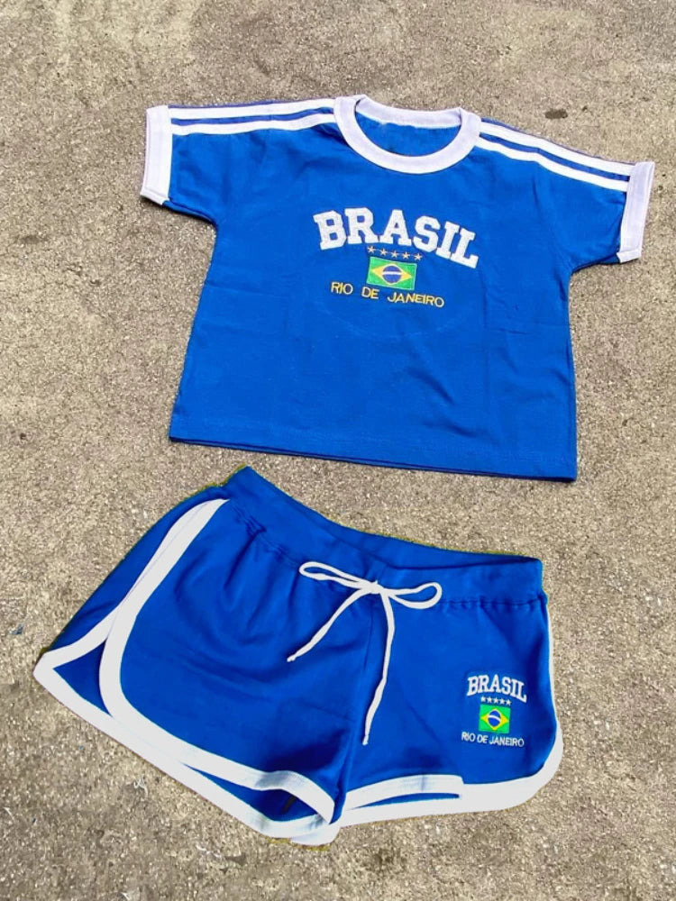 Conjunto bordado Letras brasileñas