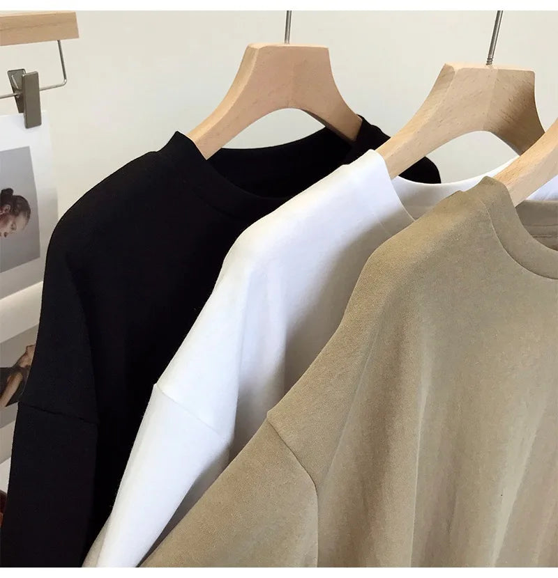 Backless Short O-Neck Solid Color T-Shirt
