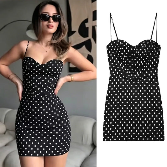 Minivestido evasé de lunares