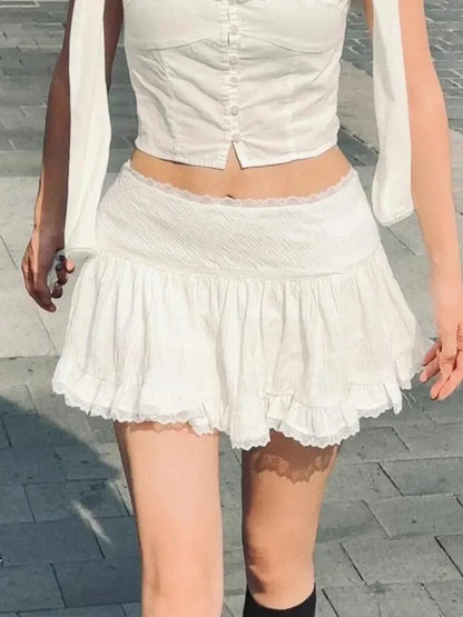Lace Patchwork High Waist Mini Skirt