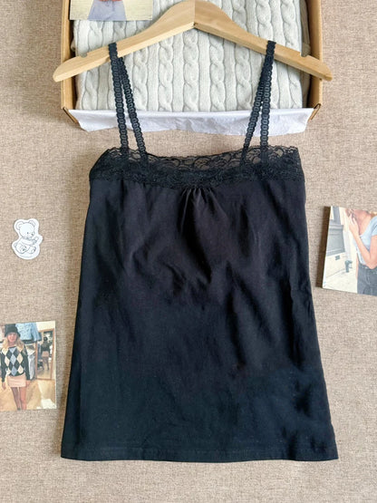 Sweet Lace Patchwork Slim Tank Top