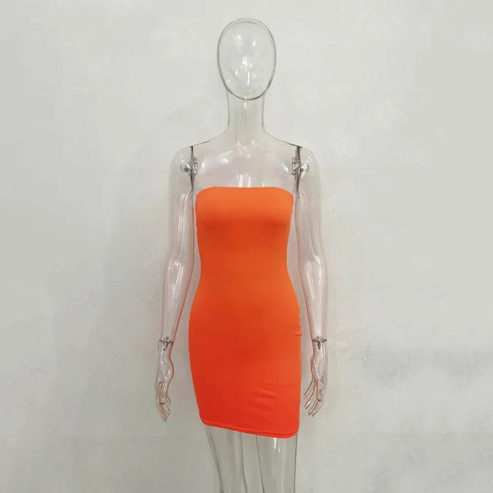 Strapless Off Shoulder Bodycon Glove Dress