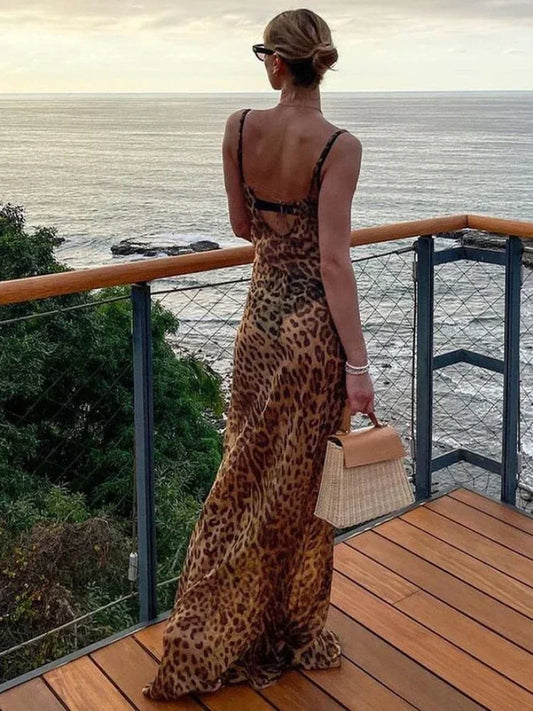 See Through Maxi Backless Dress