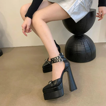 Belt Buckle Chunky Heels