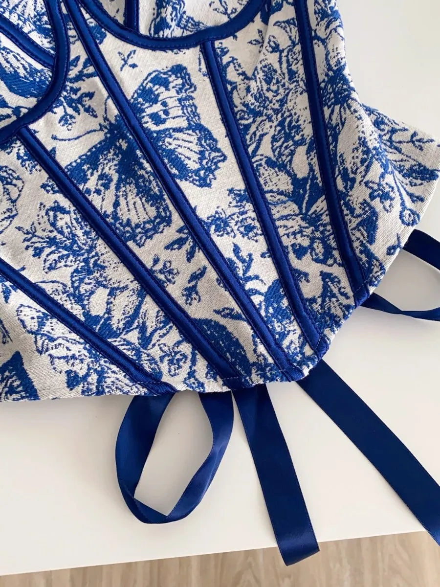 Sin mangas de jacquard con diseño cruzado en el pecho