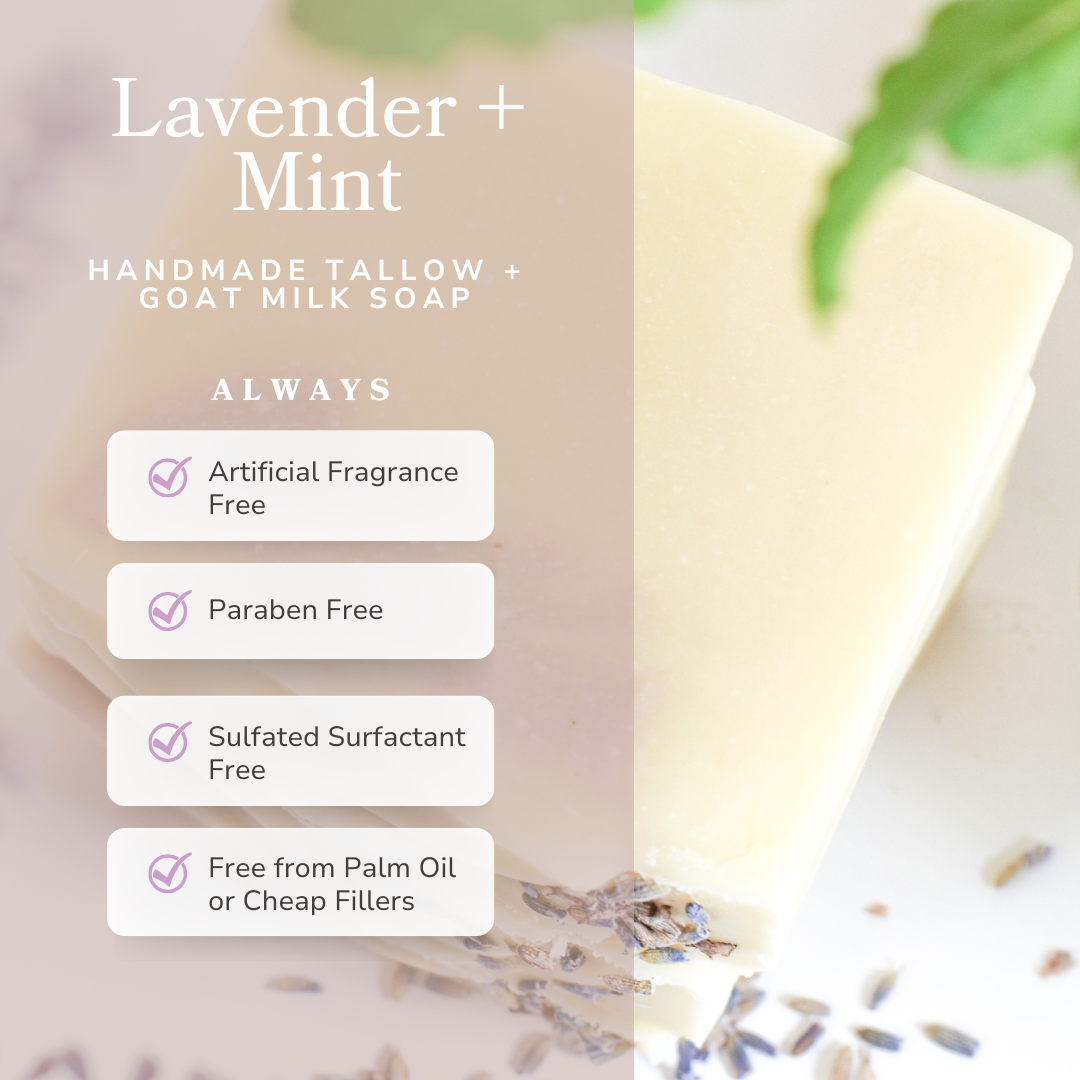 Jabón Artesanal de Sebo y Leche de Cabra con Lavanda y Menta