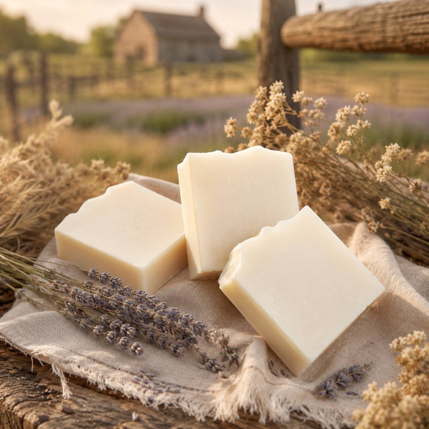 Trío de Jabones Artesanales sin Fragancia de Sebo + Leche de Cabra