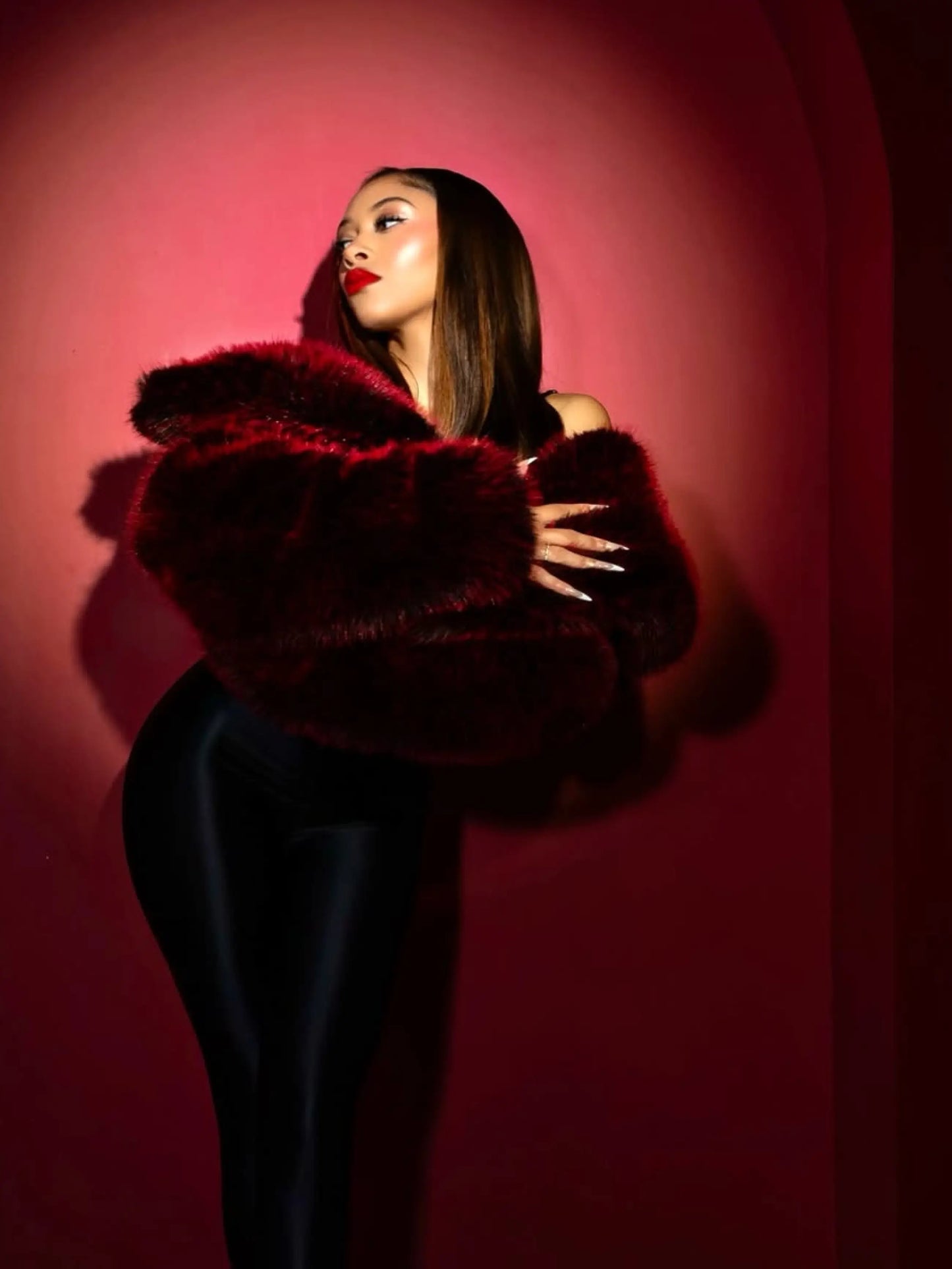 Chaqueta de Piel Sintética Y2K - Rojo Delicioso