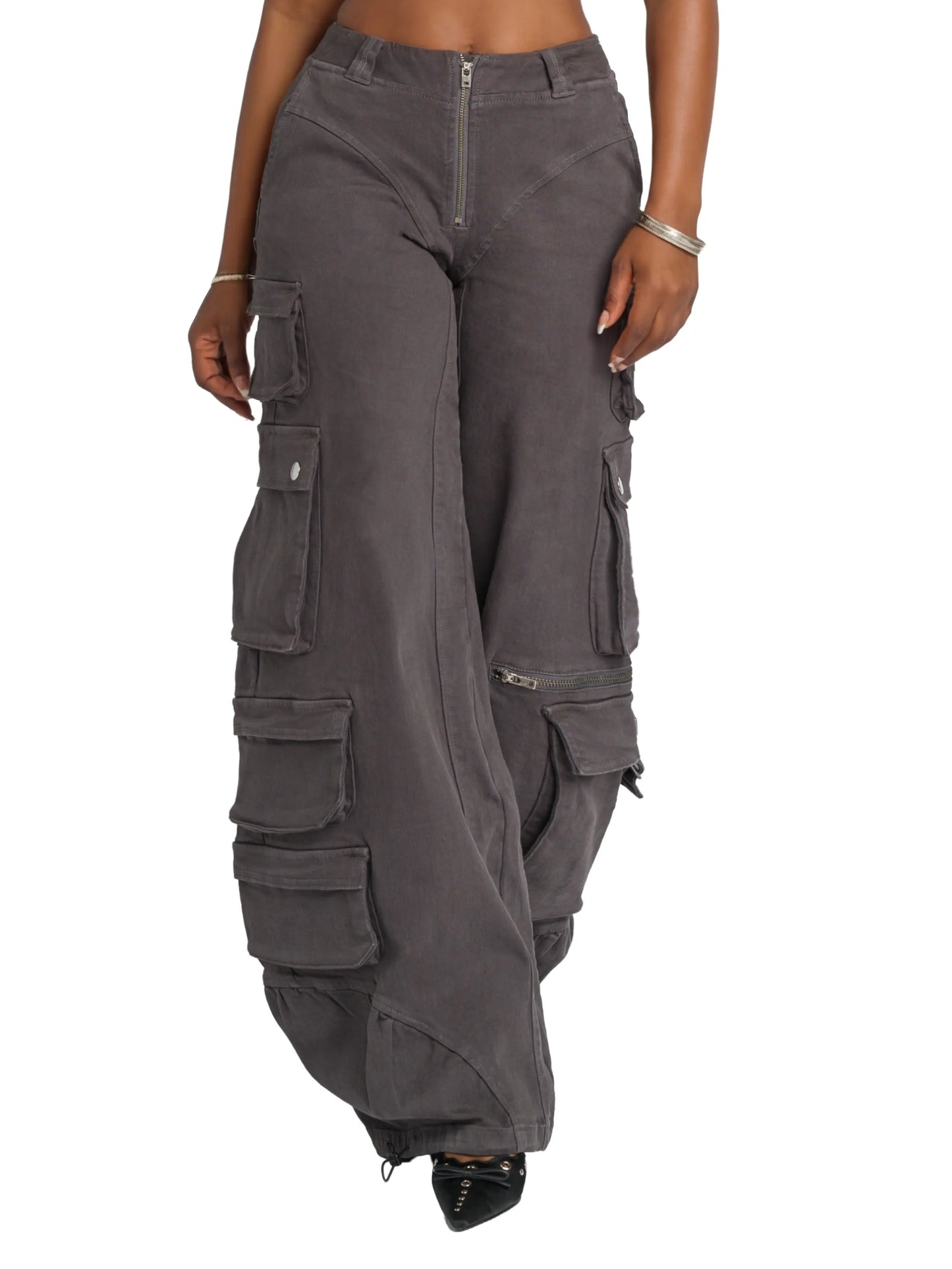 Pantalón cargo de sarga de tiro bajo