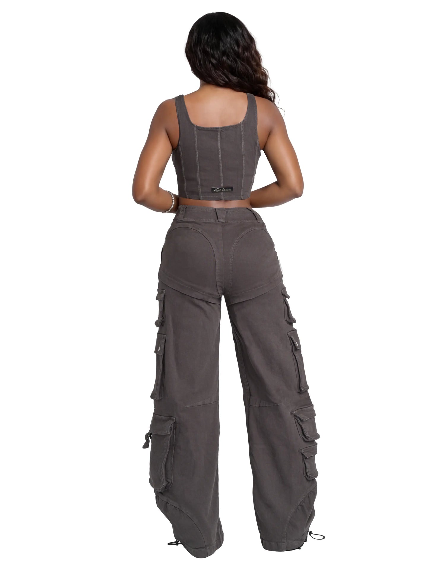 Pantalón cargo de sarga de tiro bajo