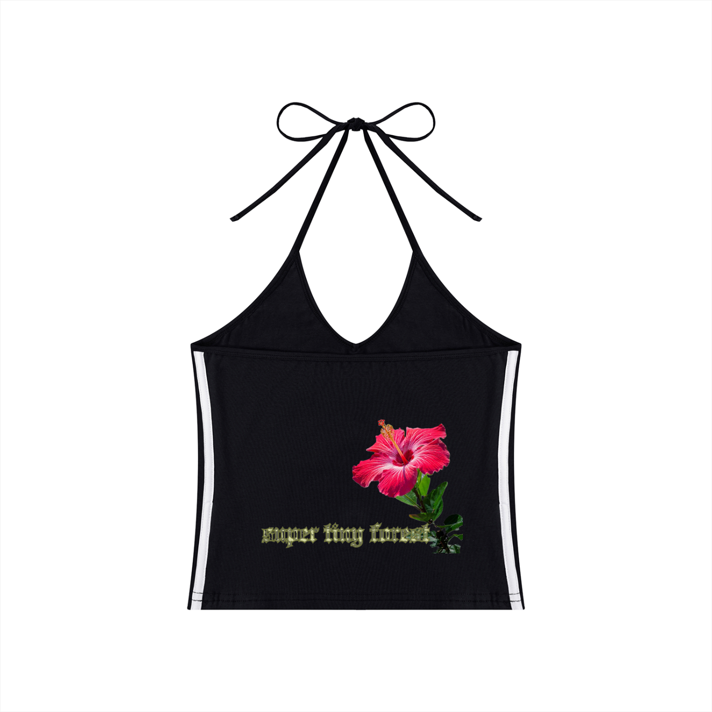 Top corto de cuello halter con bloques de color para mujer