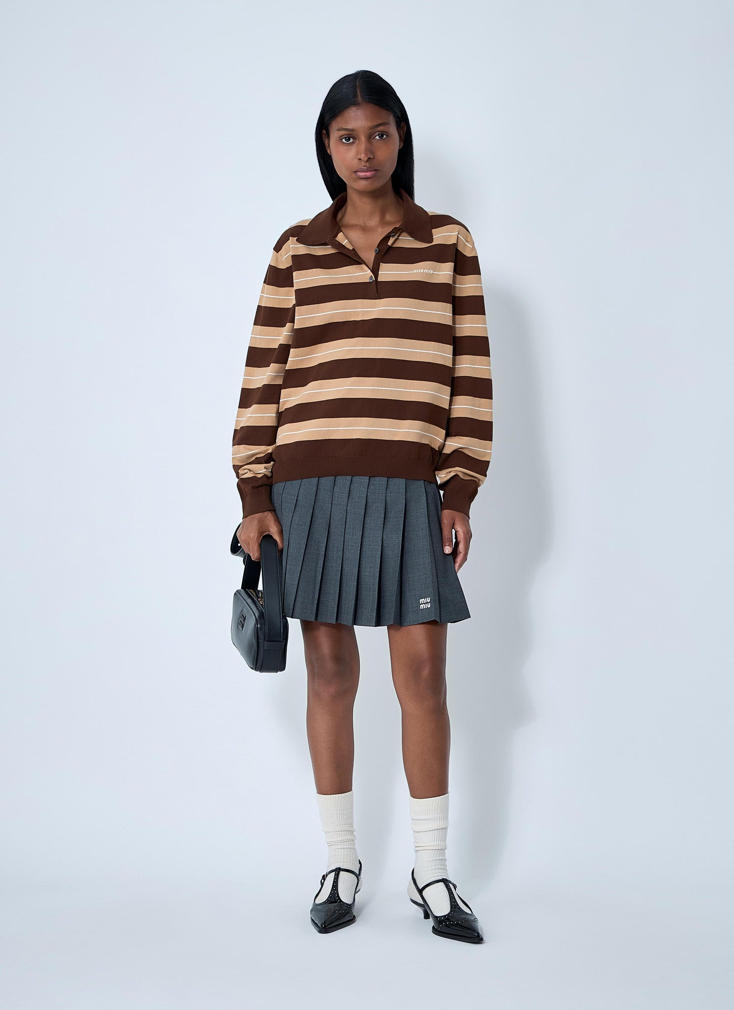 Miu Miu Women Cotton Striped Polo Shirt